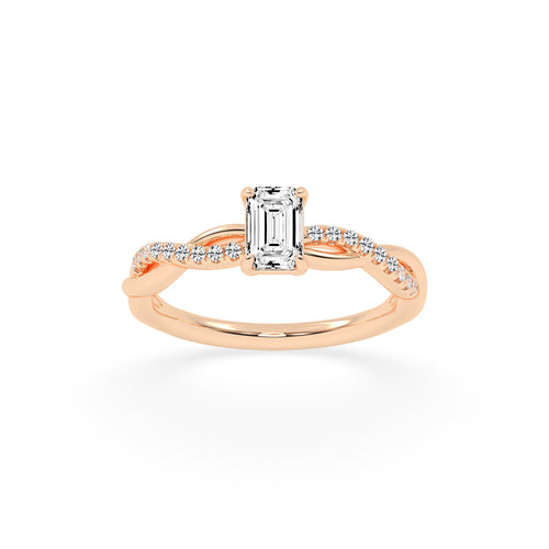 Crystaris braided emerald cut side stone lab diamond ring