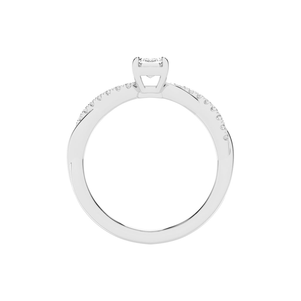 Crystaris braided emerald cut side stone lab diamond ring