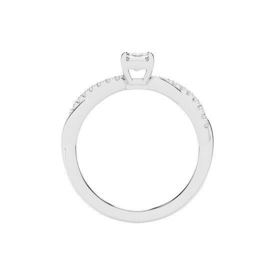Crystaris braided emerald cut side stone lab diamond ring