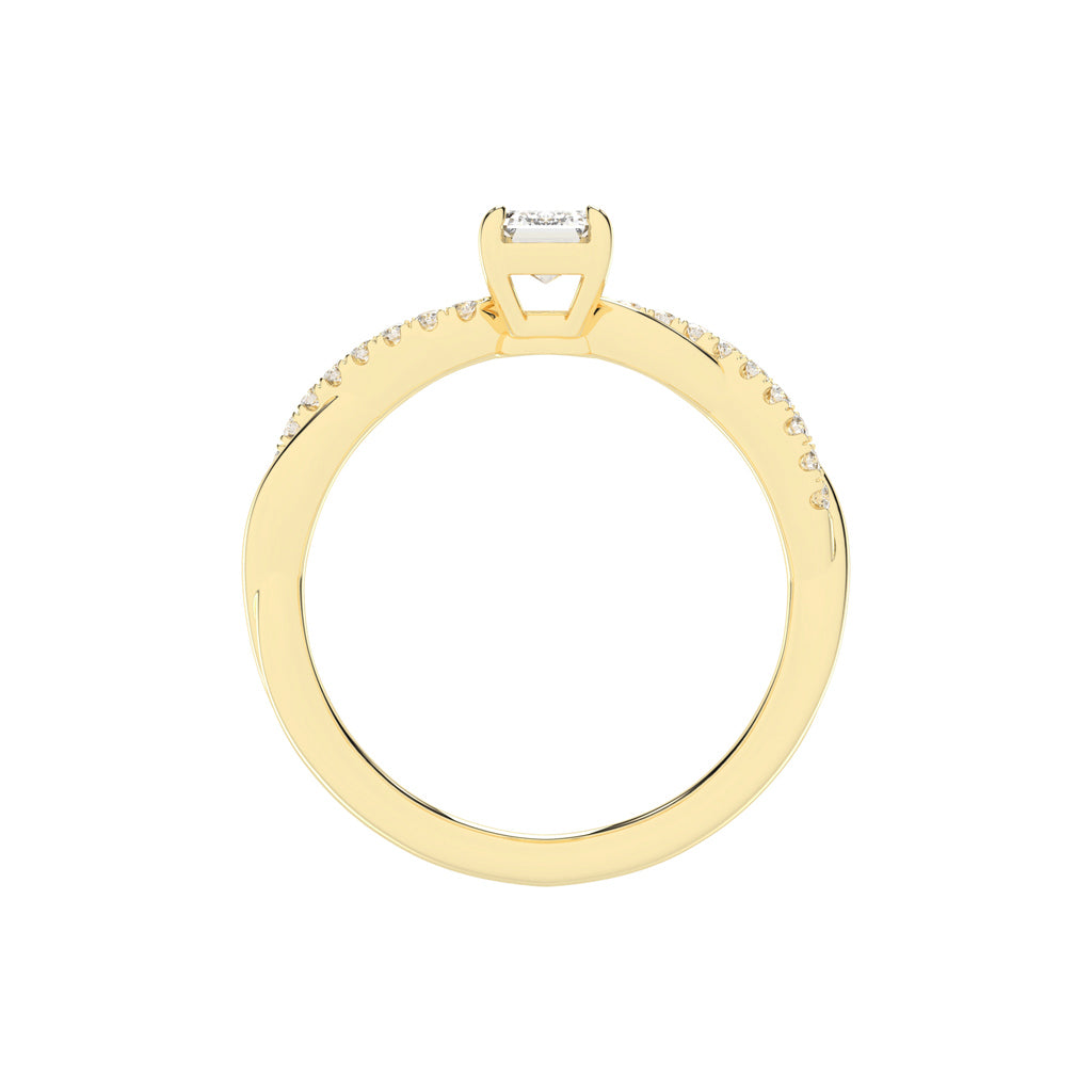 Crystaris braided emerald cut side stone lab diamond ring