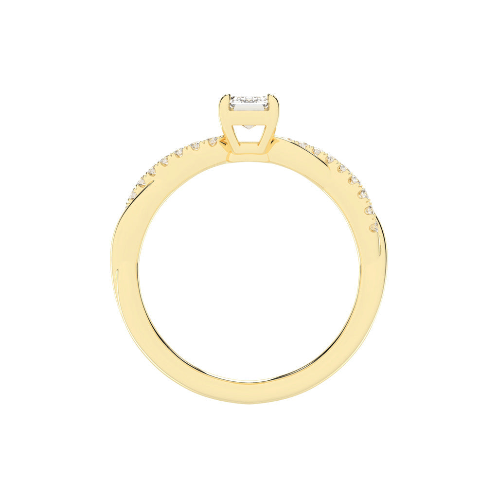 Crystaris braided emerald cut side stone lab diamond ring
