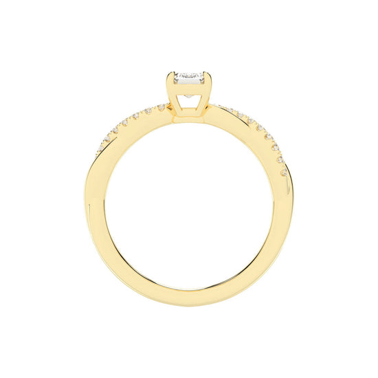 Crystaris braided emerald cut side stone lab diamond ring