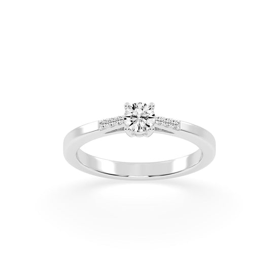 Deliranna four prong round cut delicate lab diamond ring