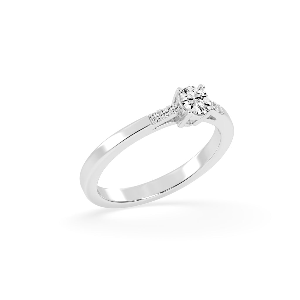 Deliranna four prong round cut delicate lab diamond ring