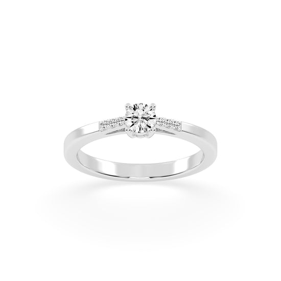Deliranna four prong round cut delicate lab diamond ring