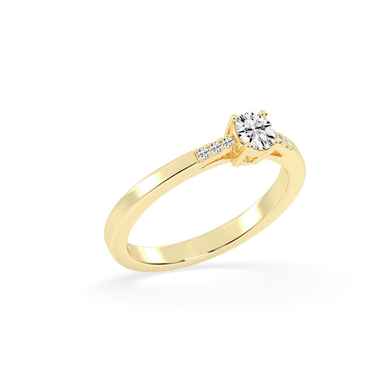 Deliranna four prong round cut delicate lab diamond ring
