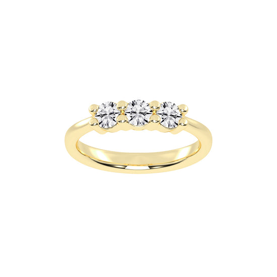 Trisona 1ct classic round cut three stone lab diamond ring