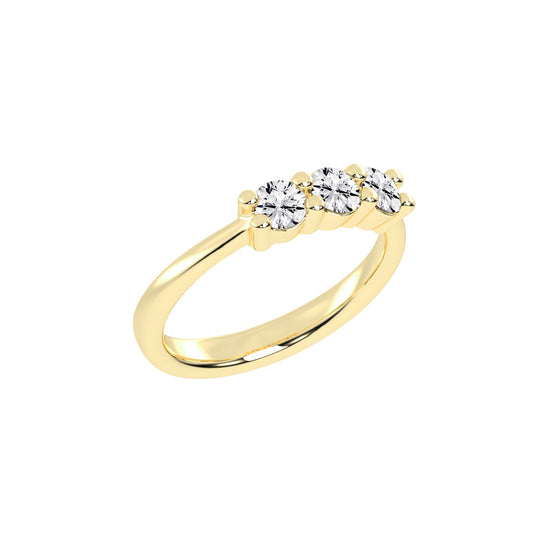 Trisona 1ct classic round cut three stone lab diamond ring