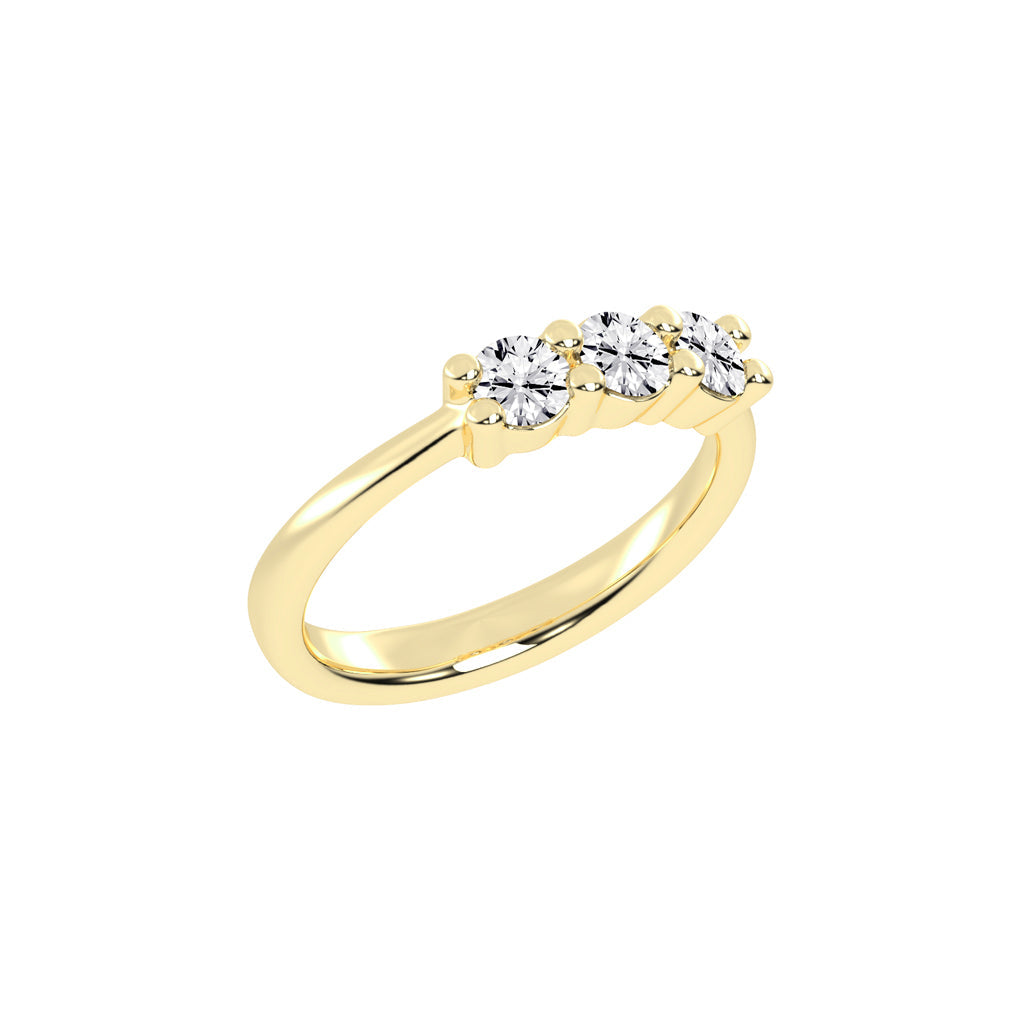 Trisona 1ct classic round cut three stone lab diamond ring