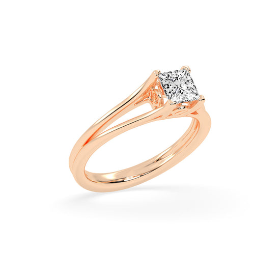 Solivora split shank Princess cut solitaire lab diamond ring
