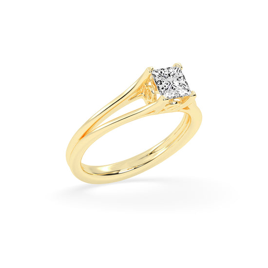 Solivora split shank Princess cut solitaire lab diamond ring
