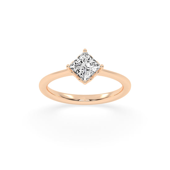 Solivea Petite Claw Princess cut solitaire lab diamond ring