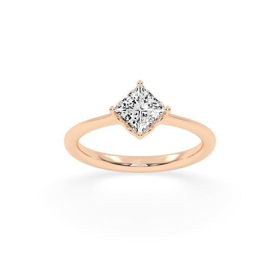 Solivea Petite Claw Princess cut solitaire lab diamond ring