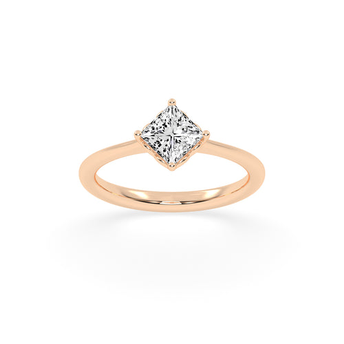Solivea Petite Claw Princess cut solitaire lab diamond ring