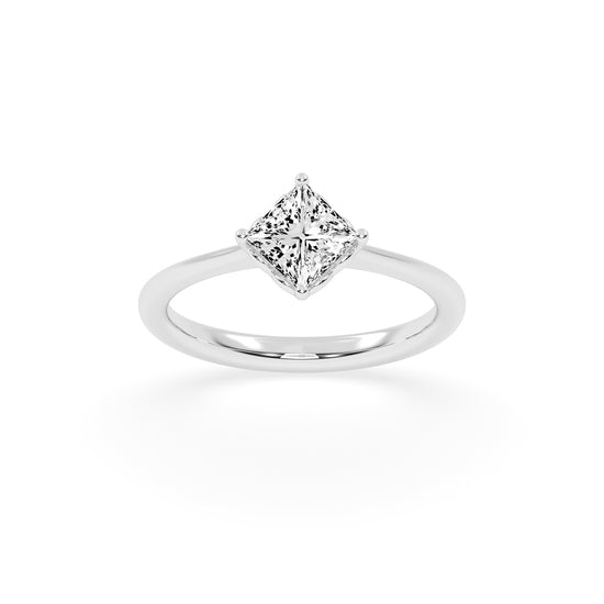 Solivea Petite Claw Princess cut solitaire lab diamond ring