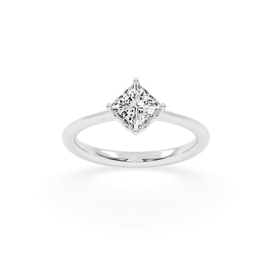 Solivea Petite Claw Princess cut solitaire lab diamond ring