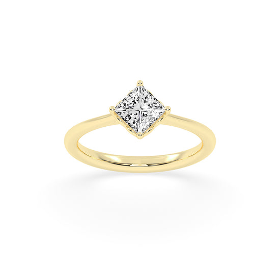 Solivea Petite Claw Princess cut solitaire lab diamond ring