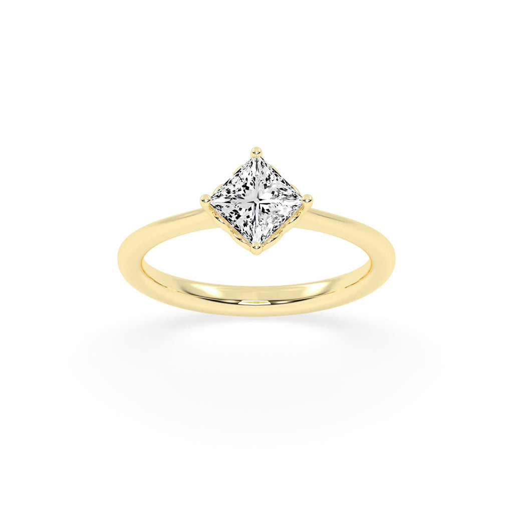 Solivea Petite Claw Princess cut solitaire lab diamond ring