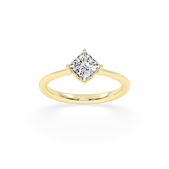 Solivea Petite Claw Princess cut solitaire lab diamond ring