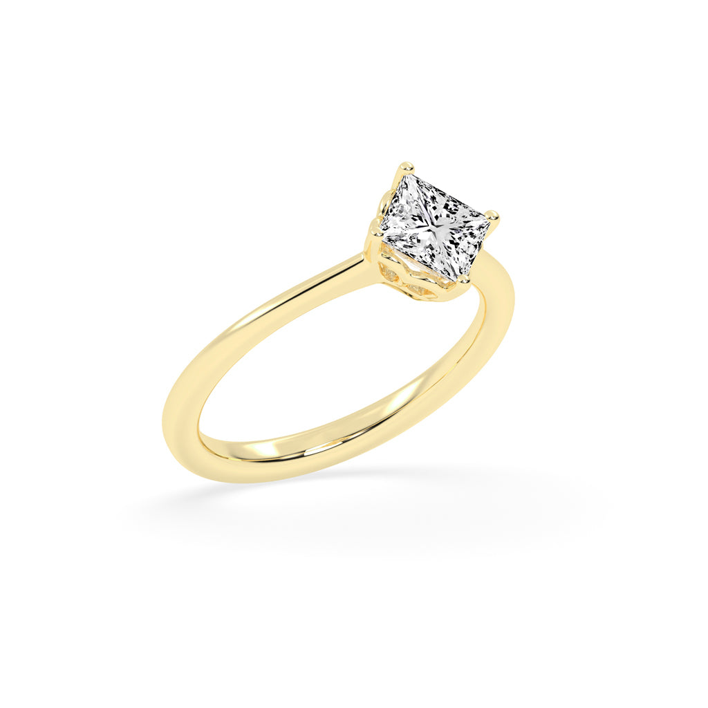 Solivea Petite Claw Princess cut solitaire lab diamond ring