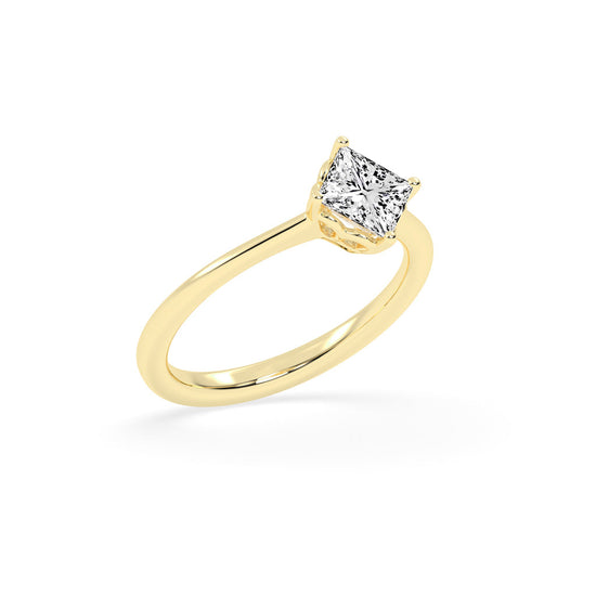 Solivea Petite Claw Princess cut solitaire lab diamond ring