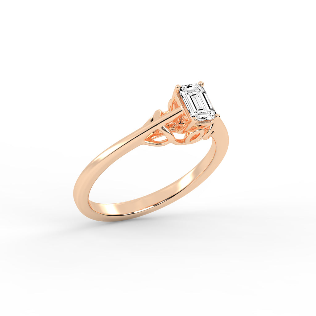 VintageInspired EmeraldCut Solitaire Ring