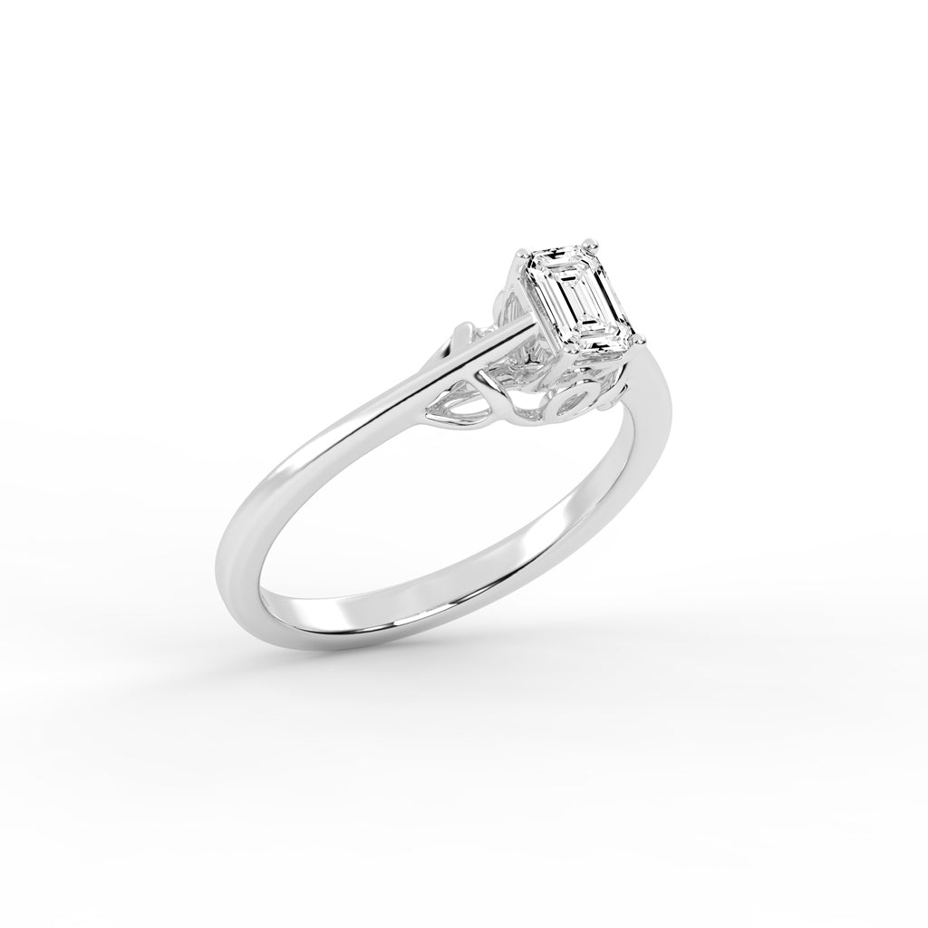 VintageInspired EmeraldCut Solitaire Ring
