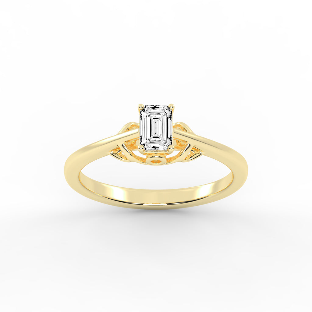 VintageInspired EmeraldCut Solitaire Ring