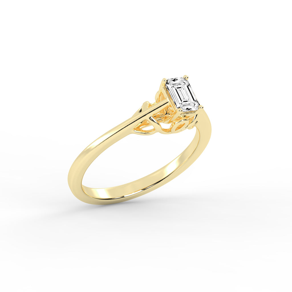 VintageInspired EmeraldCut Solitaire Ring