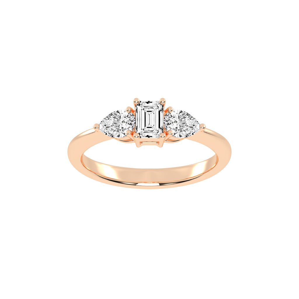 Elegant Emerald Cut Three-Stone Ring