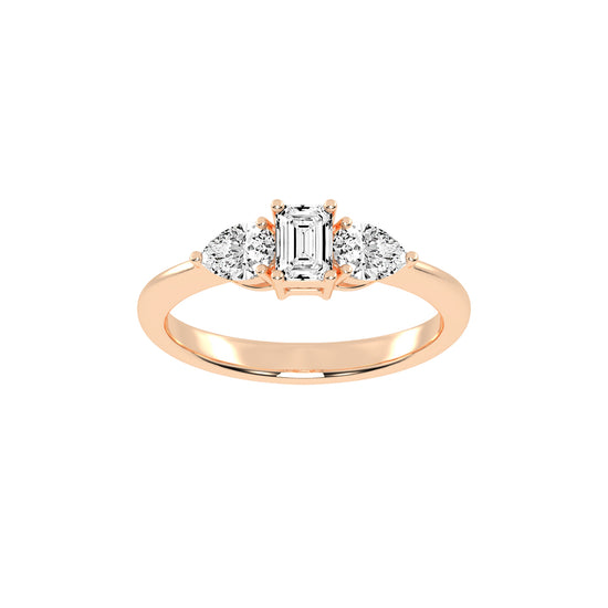 Elegant Emerald Cut Three-Stone Ring