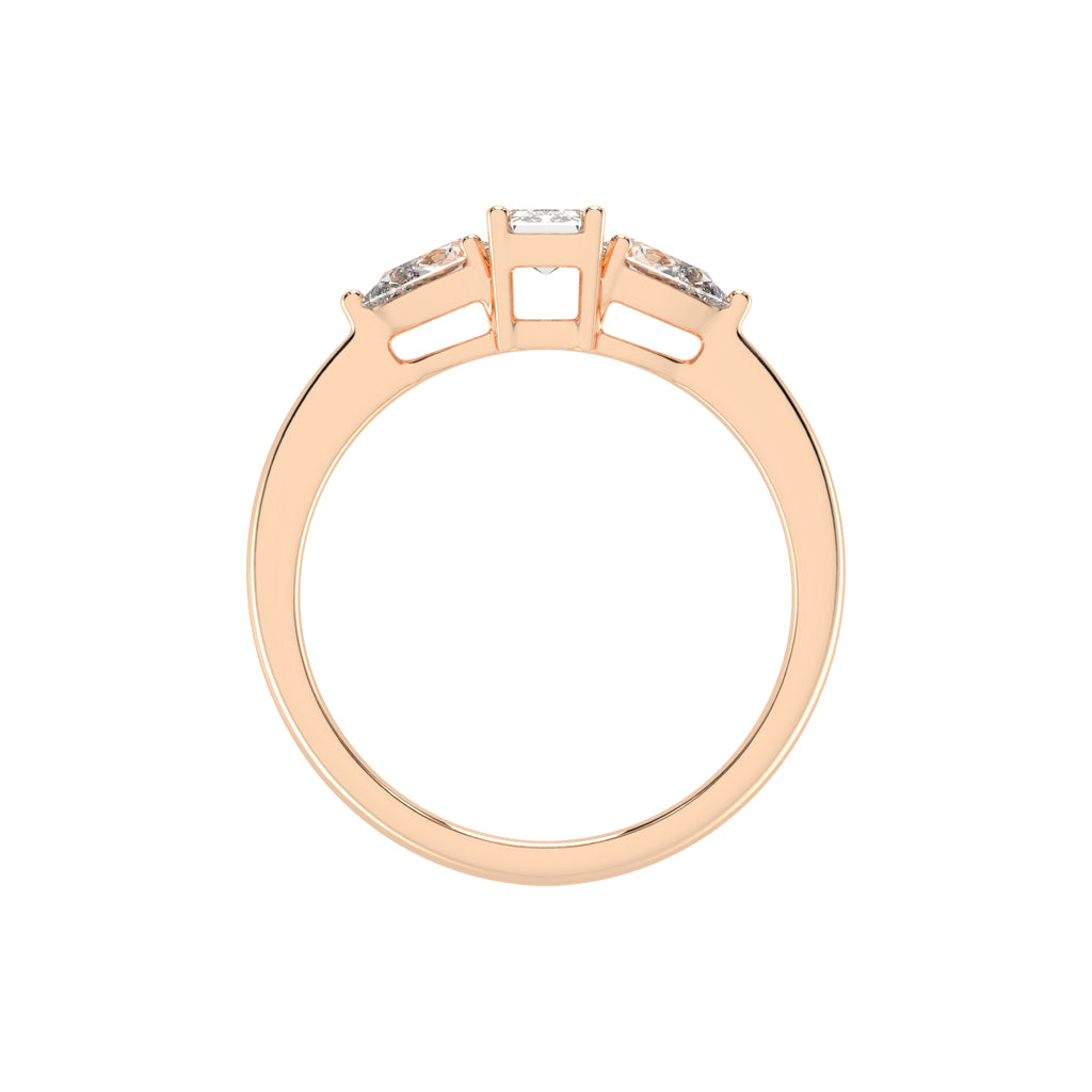 Elegant Emerald Cut Three-Stone Ring