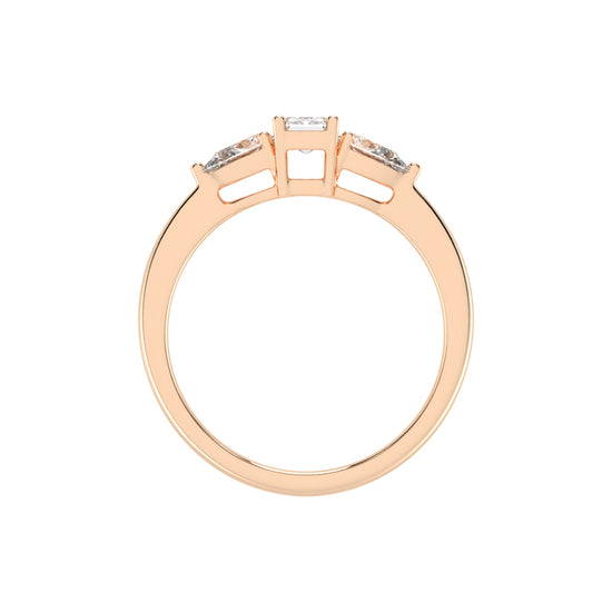 Elegant Emerald Cut Three-Stone Ring