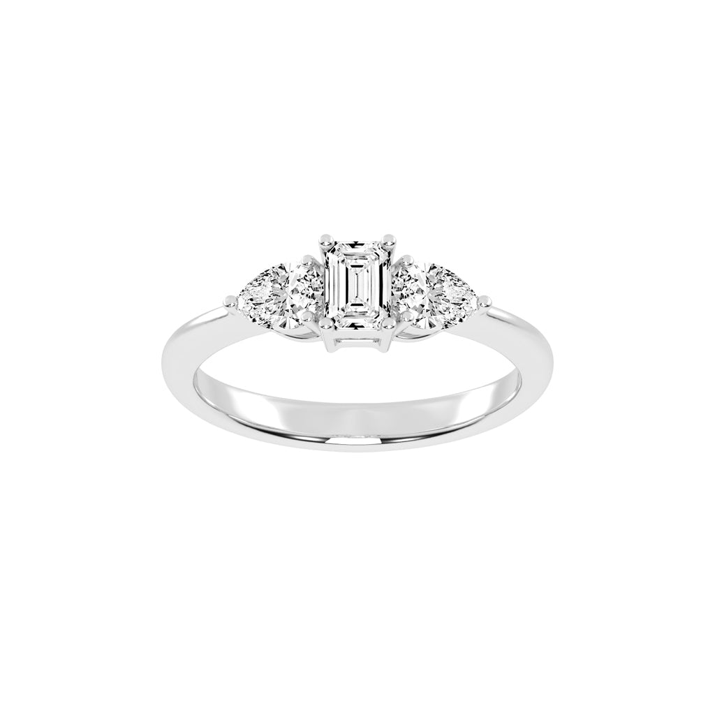 Elegant Emerald Cut Three-Stone Ring