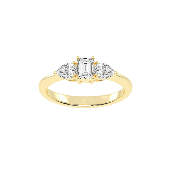 Elegant Emerald Cut Three-Stone Ring