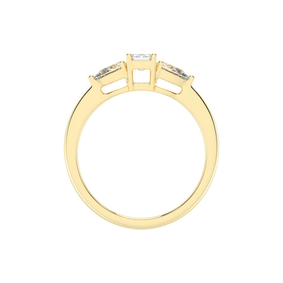 Elegant Emerald Cut Three-Stone Ring