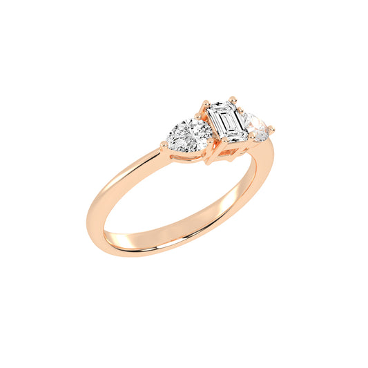 Elegant Emerald Cut ThreeStone Ring