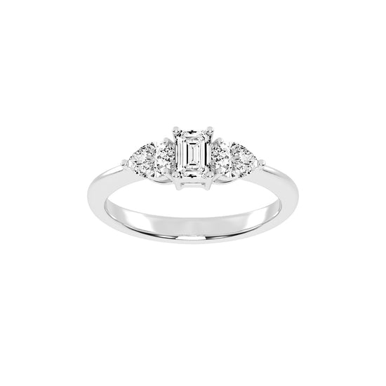 Elegant Emerald Cut ThreeStone Ring