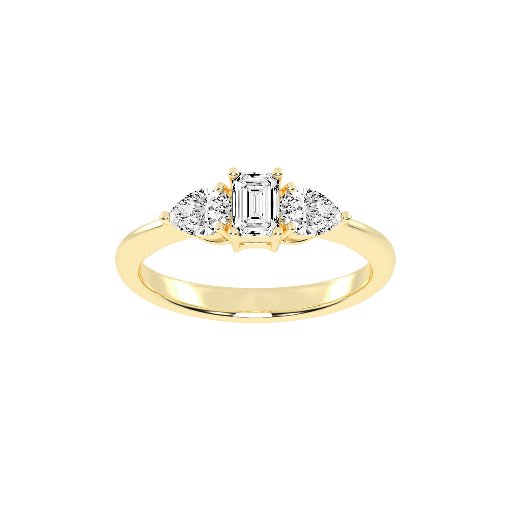 Elegant Emerald Cut ThreeStone Ring