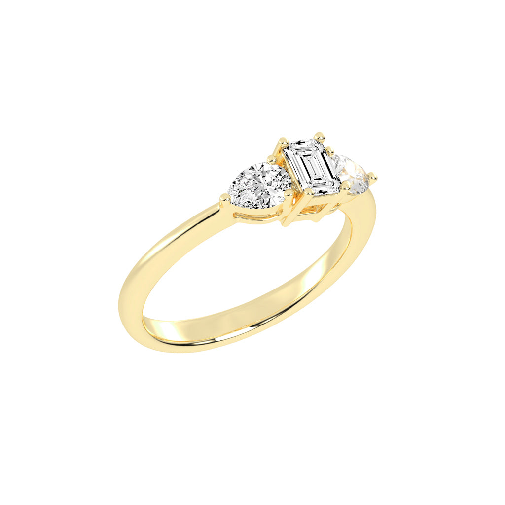 Elegant Emerald Cut ThreeStone Ring