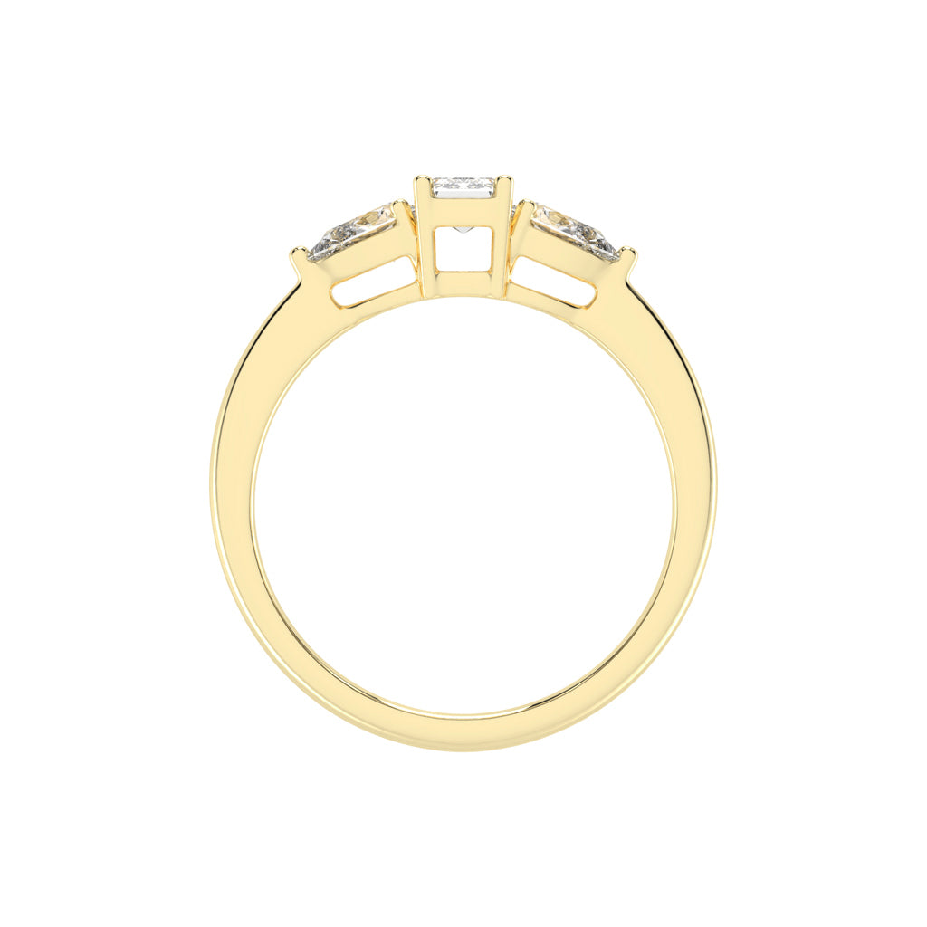 Elegant Emerald Cut ThreeStone Ring