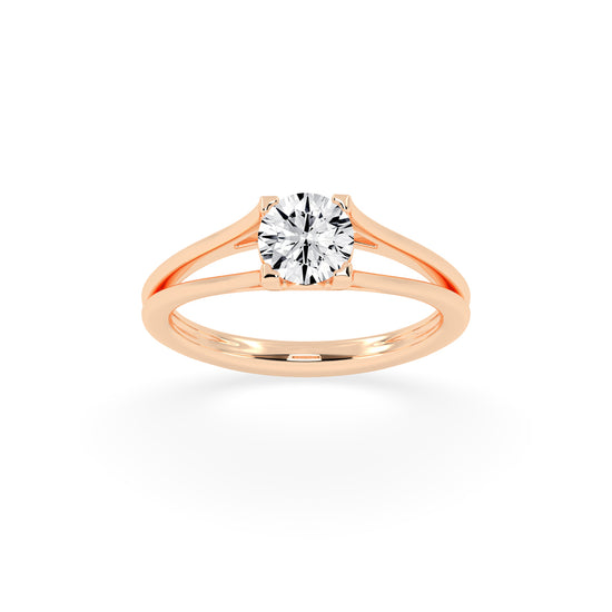 Soltrinia Split shank round cut solitaire lab diamond ring