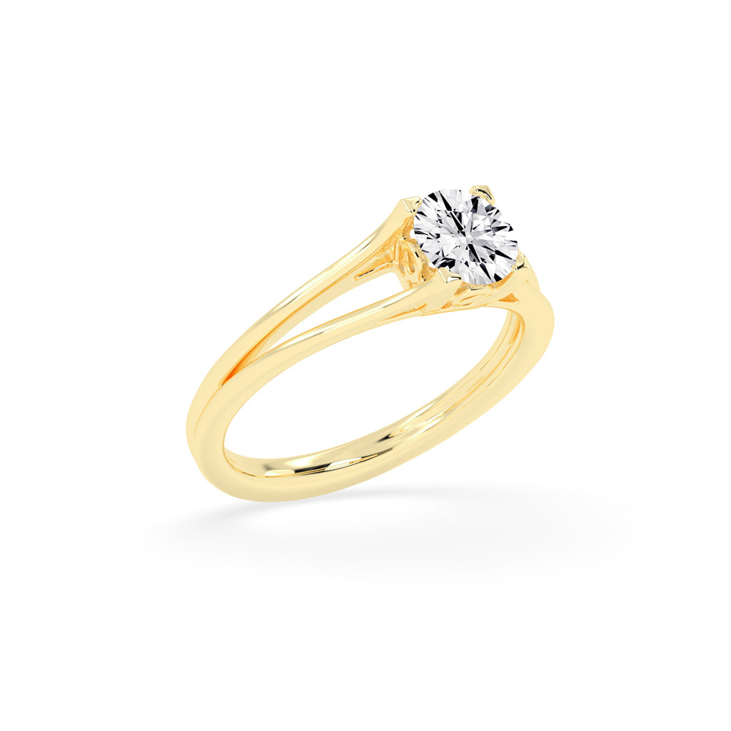 Soltrinia Split shank round cut solitaire lab diamond ring