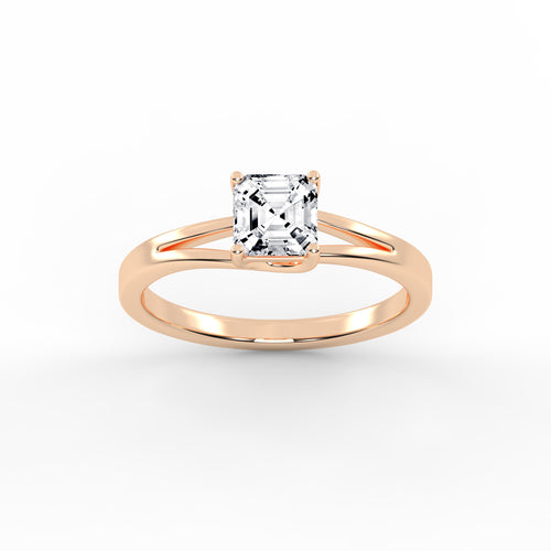 Solvione Square Emerald cut solitaire lab diamond ring