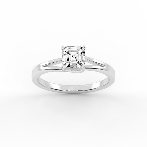 Solvione Square Emerald cut solitaire lab diamond ring