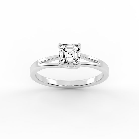 Solvione Square Emerald cut solitaire lab diamond ring