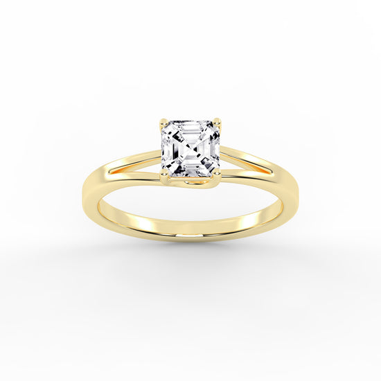 Solvione Square Emerald cut solitaire lab diamond ring
