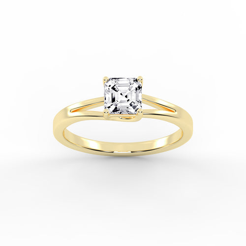 Solvione Square Emerald cut solitaire lab diamond ring