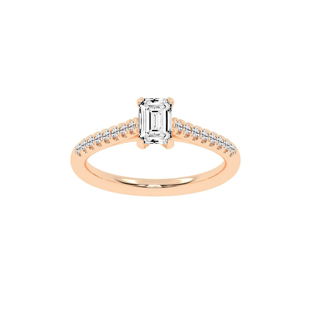Valovon Shared Prong Round Cut Lab Diamond Ring