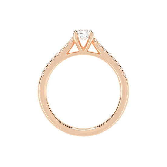 Valovon Shared Prong Round Cut Lab Diamond Ring